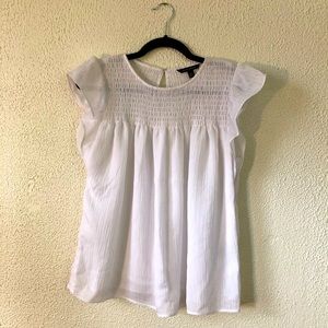 NWOT Banana Republic Flutter Sleeve White Blouse